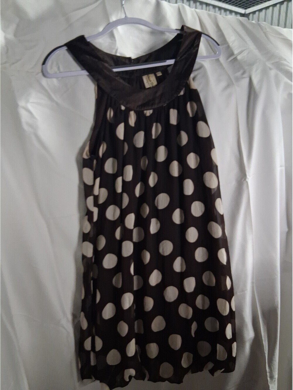 Vintage Y2K Heart Soul Halter Dress Womens XL Brown Ivory Polka Dot L2